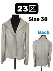 23区 ツイードジャケット ノーカラー風 テーラード ラメ混 ベージュ 38 Mサイズ セレモニー フォーマル 上品 オンワード