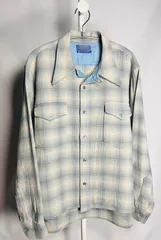 ペンドルトン70s ヴィンテージ 最高の配色 ウールボードチェック長袖シャツ  USA製　ブルーグレーベージュ　シャドー　オンブレ　チェック ビンテージ 古着　PENDLETON