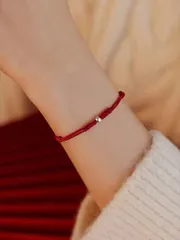 ジュエリー レディース ブレスレット 純銀925 トランスファービーズ ブレイクシルバーチャームあり レッド編みブレスレット レディース ブレスレットバレンタインデーの女の子へのギフトに適しています