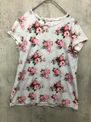 LAURA ASHLEY ローラ アシュレイ コットン フラワー柄 Tシャツ size38/ブルー系 ■◆ レディース