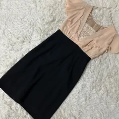 Replete パール付きワンピース ベージュ M パーティー お呼ばれ ドレス