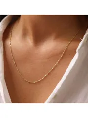 ジュエリー レディース ネックレス 18Kツイストネックレス、繊細なコードチェーンネックレス、上品なシンガポールチェーンネックレス、ミニマリストゴールドネックレス、デイリーネックレス、輝くネックレス、彼女への贈り物