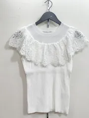 美品 PROPORTION BODY DRESSING プロポーションボディドレッシング フレアレースリブニット カットソー sizeM/白 ■◆レディースのサムネイル