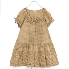 PINK HOUSE】ピンクハウス ピコフリル シャツワンピース オリチェ F