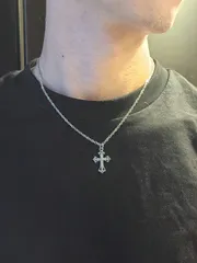 ジュエリー メンズ ネックレス レトロゴシック調 ラインストーン付き スター&クロス ステンレススチールチェーンネックレス レディース&メンズ