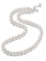 ジュエリー レディース ネックレス 6-7mmAA級 淡水真珠 ネックレス 925スターリングシルバー ハンドメイド レディース ギフト (長さ40cm-44cm)