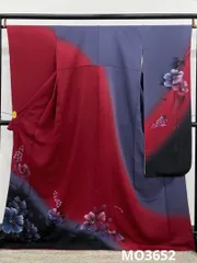 振袖 銀彩 型染め 身丈165cm パールトーン加工済 MO3652