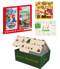 新品 【ピクミンオリジナルデザイン ギフトBOX入り】『スーパーマリオブラザーズ ワンダー・ピクミン４』ダブルパック -Switch & ピクミンミニレターセット＋スーパーマリオブラザーズミニタオル(ブレイクブロック)