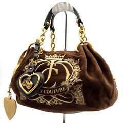 JUICY COUTURE ハンドバッグ ブラウン ベルベット - メルカリ