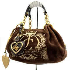 ジューシークチュール　Juicy Couture  Y2K　JCロゴ王冠刺繍 ベロア ハンドバッグ ブラウン ゴールドチェーン ハートチャーム付  ギャル セレブ 肩掛け ワンショルダー 高級感 レトロ ヴィンテージのサムネイル