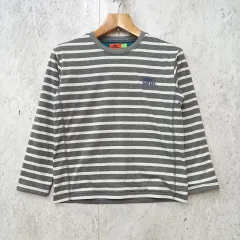 KRIFF MAYER クリフメイヤー ボーダー柄 裏起毛 裏ブロック フリース キッズ グレー ホワイト 160サイズ ◎_◇〇