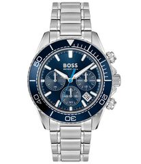 [Free Shipping] Hugo Boss Women's Watch Accessory Men's Sealiner 41mm Quartz Chronograph Stainless Steel Bracelet Watch Silver Blue