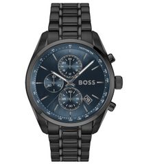 [Free Shipping] Hugo Boss Women's Watch Accessory Men's Grand Prix Quartz Chronograph Black Tone Stainless Steel Bracelet Watch Black