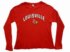 ルイビル大学カーディナルス プリントサーマルシャツ L 赤 アメリカ古着