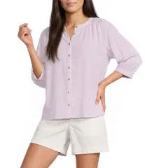 ウエストバウンド レディース トップス シャツ Westbound Banded Collar 34 Sleeve Button Frontopastelilac ライラックのサムネイル