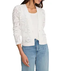 ニックアンドゾー レディース アウター ニット・セーター Vネック カーディガン レース NIC ZOE Garden Lace Knit VNeck Long Sleeve Cardigan Paper White ホワイト