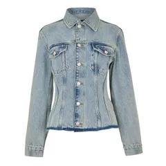 【送料無料】 セブンフォーオールマンカインド レディース ジャケット・ブルゾン アウター 7 For All Mankind Womens Denim Jacket Blue Erosion