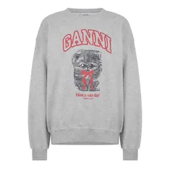 ガニー レディース アウター パーカー・スウェット シャツ Ganni Womens Crown Margaret Kitty Crew Sweatshirt Palomaのサムネイル