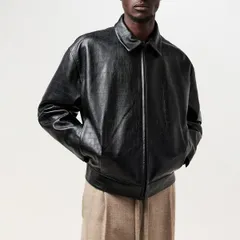 フィアオブゴッド メンズ アウター ジャケット・ブルゾン レザー Fear Of God Mens CrocEmbossed Leather Long Sleeve Leather Jacket Blのサムネイル