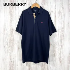 BURBERRY LONDON バーバリーロンドン ホースロゴ刺繡 ノバチェック 鹿の子 半袖 ポロシャツ ネイビー メンズ