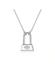 ジュエリー レディース ネックレス 925スターリングシルバー ホワイトジルコニアロックネックレス 1個、シンプルでエレガントな鎖骨チェーン、デイリーウェアに最適なバーサタイルデザイン、ギフトボックス付き