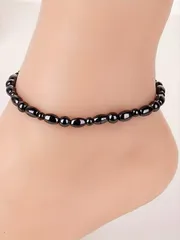 ジュエリー レディース フットアクセサリー ヘマタイト磁気アンクレット、ブラック、磁気アンクレットチェーン、磁気石アンクレット、男女兼用ハンドメイドジュエリー