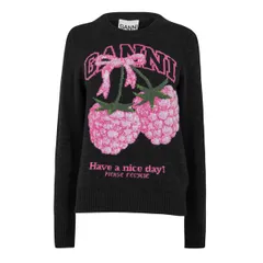 ガニー レディース アウター ニット・セーター クルーネック Ganni Womens Crew Neck Jumper Phantomのサムネイル