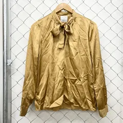 【美品】フォルテフォルテ forte_forte リボン ボウタイ シャツ ブラウス トップス 長袖 ゴールド サイズI シルク レディースのサムネイル