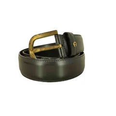 アイグナー AIGNER イタリア製 ゴールドバックル ロゴプレート レザー ベルト メンズ  2 W 80/32のサムネイル