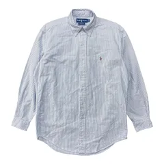 USA 古着 Ralph Lauren YARMOUTH ラルフローレン オックスフォードコットン ストライプ 長袖シャツ BDシャツ メンズM相当 BG1391