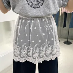 付け裾 レース レディース 韓国風 レイヤード ヒップカバー 体型カバー 刺繍 フラワーレース Aライン ウエストゴム 重ね着 ミニスカート風 フリル 花模柄 フリーサイズ