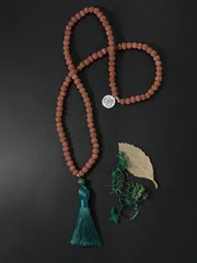 ジュエリー メンズ ネックレス ルドラクシャ ビーズ ジャパマーラ ネックレス 108珠 数珠 瞑想 ヨガ 祝福 タッセル ジュエリー レトロスタイル 男女兼用