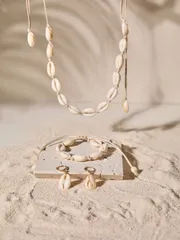ジュエリー レディース セット シェルデコレーション ネックレス&ブレスレット&ピアス1ペア ビーチ 秋 クリスマス クリスマスウィンター クリスマスギフト