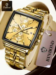 腕時計 メンズ クォーツ スクエアデザイン メンズクォーツ腕時計 ラグジュアリーファッション マルチファンクション クロノグラフダイヤル オリジナル防水ステンレススチール ビジネス バレンタインデーギフト クォーツ