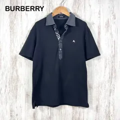 BURBERRY BLACK LABEL バーバリーブラックレーベル ホースロゴ刺繡 チェック 鹿の子 半袖 ポロシャツ ブラック メンズ トップスのサムネイル