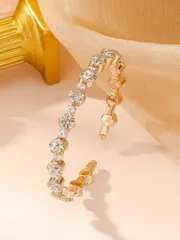 ジュエリー レディース ブレスレット 1個 ラグジュアリー ラインストーン フルエンクラストバングルブレスレット、デイリー、パーティー、結婚式での着用に適しています