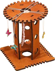 Ａｚｍｉｏ Azmio 組紐 キット ミサンガ 木製 ディスク 32スロット 手作りアクセサリー DIY (茶,  13.4 x 21.5 x 3.4 cm)