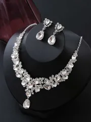 ジュエリー レディース ネックレス セット 3個セット 涙型ネックレスとピアスジュエリーセット、ブライダル ウェディング パーティーアクセサリー