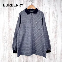 BURBERRY GOLF バーバリーゴルフ ホースロゴ刺繡 ストライプ ハーフジップ 長袖 ポロシャツ ネイビー メンズ トップスのサムネイル