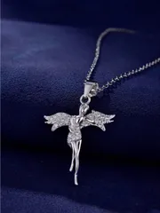 ジュエリー レディース ネックレス 925スターリングシルバー 精巧な天使の羽ネックレス 女性 女の子用 エレガントなフェアリー ジルコニアペンダント 日常着 パーティーギフト 1個入り