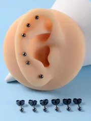 ジュエリー メンズ イヤーアクセサリー ファッショナブルで人気の 6 ペアメンズボール装飾スタッドピアスステンレススチール休暇やスタイリッシュな外観に