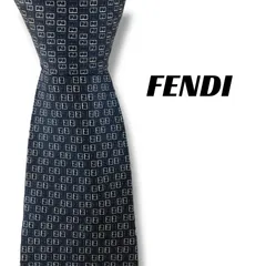 【7949】良品！フェンディ　ネクタイ　ネイビー系