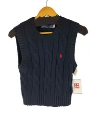 ポロバイラルフローレン Polo by RALPH LAUREN スモールポニー刺繍 ケーブルコットンニット ベスト レディース JPN：M 
