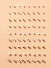 ジュエリー レディース イヤーアクセサリー セット  36ペア ラインストーン & フェイクパール スタッド ピアス