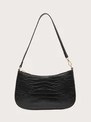 バッグ レディース ショルダーバッグ 軽量、ビジネスカジュアルクロコダイルエンボスバゲットバッグ、十代の女の子、女性、大学生、新人、ホワイトカラー向け。オフィス、大学、仕事、ビジネス、通勤、アウトドア、旅行、外出に