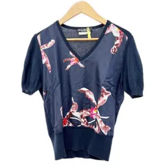 Salvatore Ferragamo サルヴァトーレフェラガモ カットソー 半袖 花 レディース ネイビー