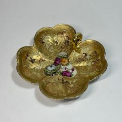 オールドノリタケ 金盛藍線帯華装飾紋 メイプルリーフ印 ペディスタル