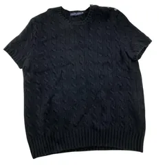 186000 RALPH LAUREN ラルフローレン サマーニット ブラック 半袖 7fサイズ/カシミヤ混合