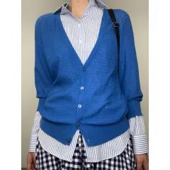 日本 ヴィンテージ ブルー カーディガン