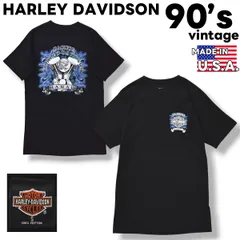 90s ヴィンテージ USA製 ハーレーダビッドソン HARLEY DAVIDSON ハワイ HAWAII スーベニア プリント Tシャツ クルーネック S ブラック ストリート アメカジ バイカー メンズ